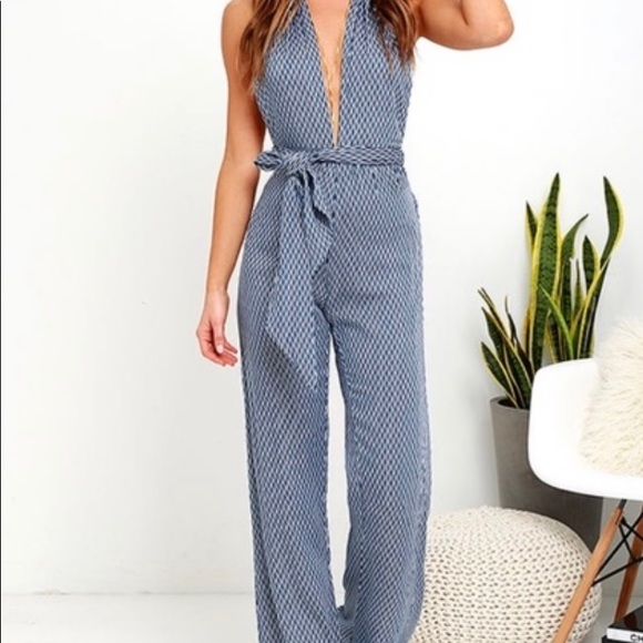 Faithfull the Brand Lola Blue Print Jumpsuit - Picture 2 of 8